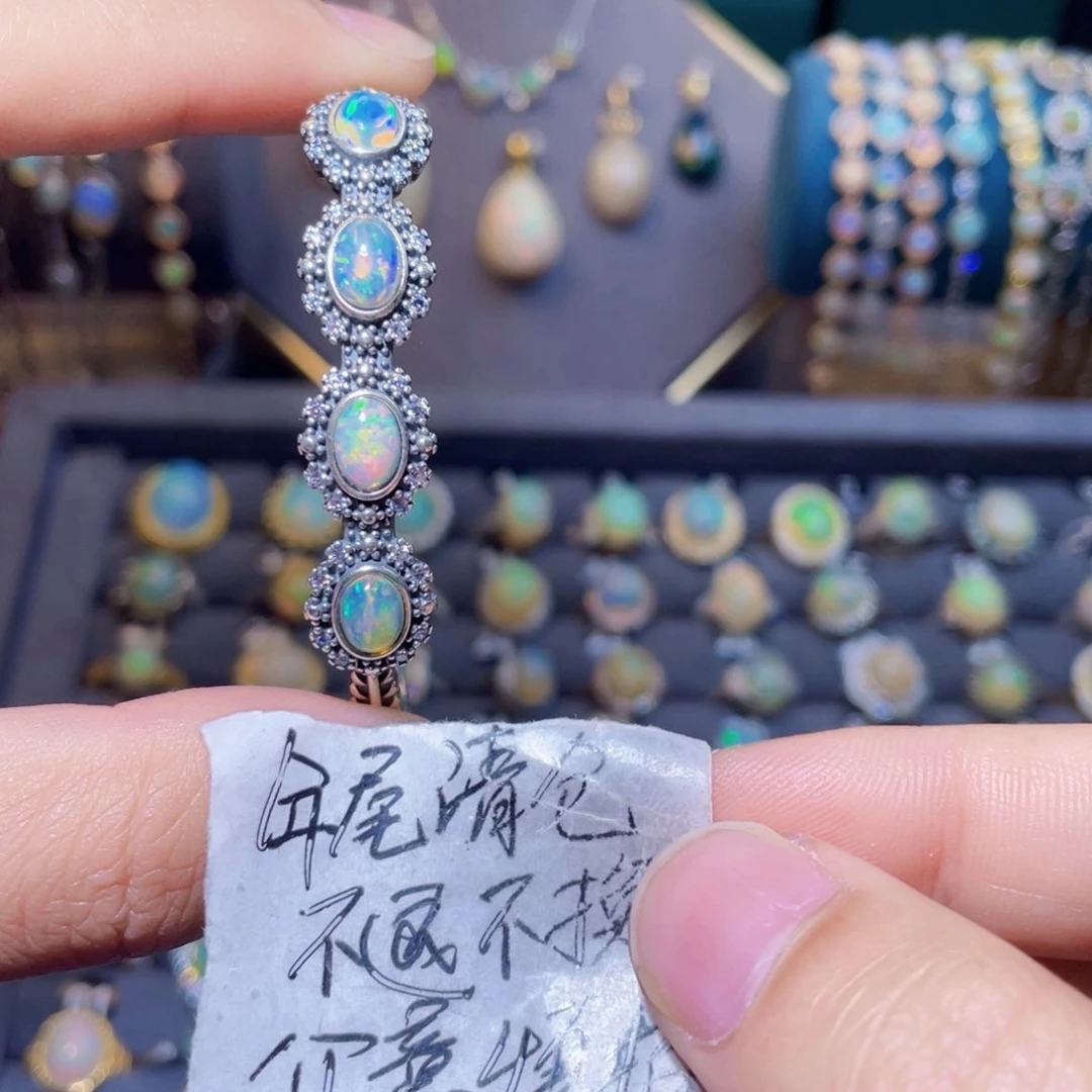 欧泊手镯）银S925镶嵌v****n