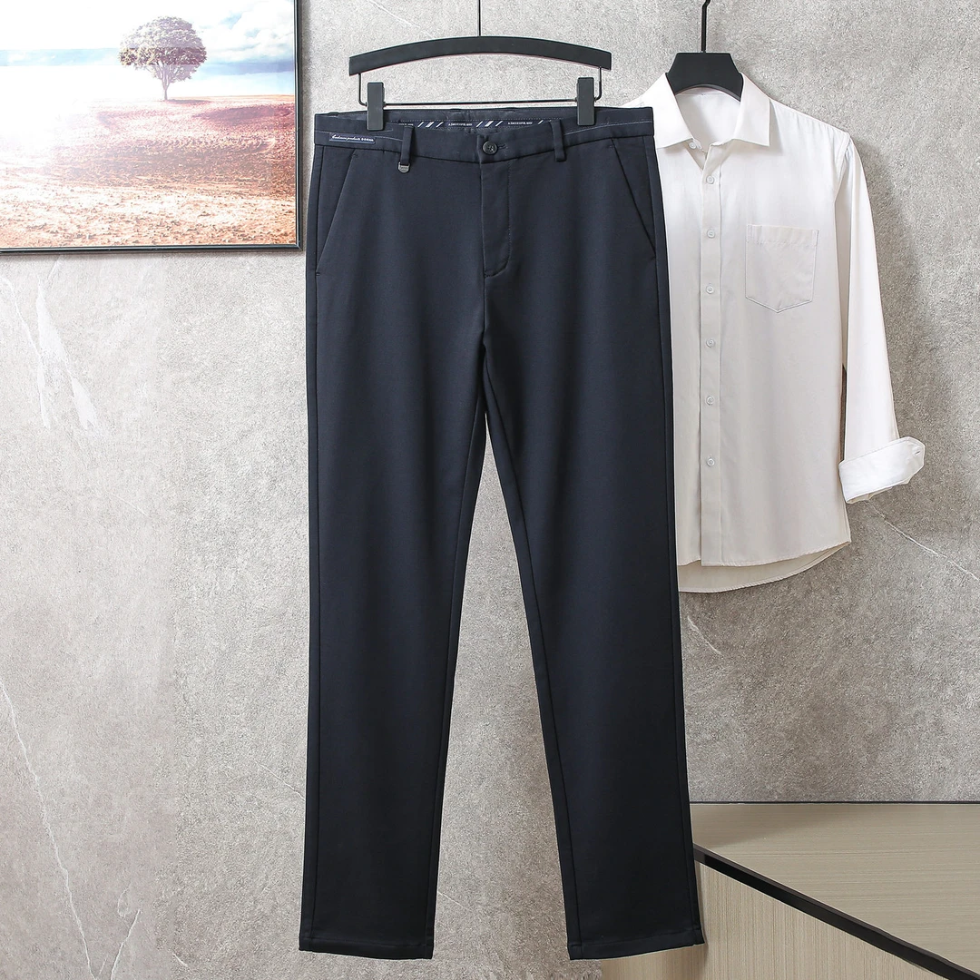山羊绒混纺品牌撤柜男裤断码藏青男士裤子春秋款商务休闲裤直筒裤