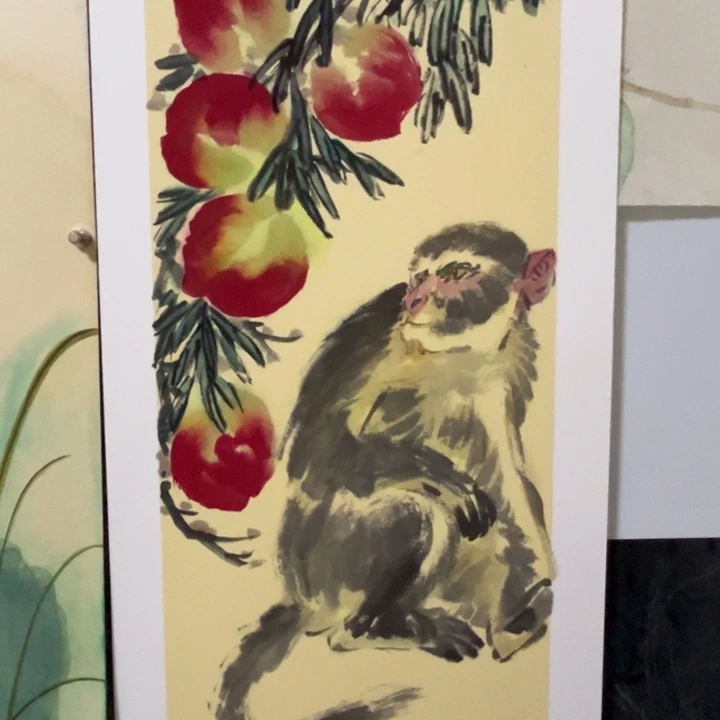 竖款大鱼书画艺术作品