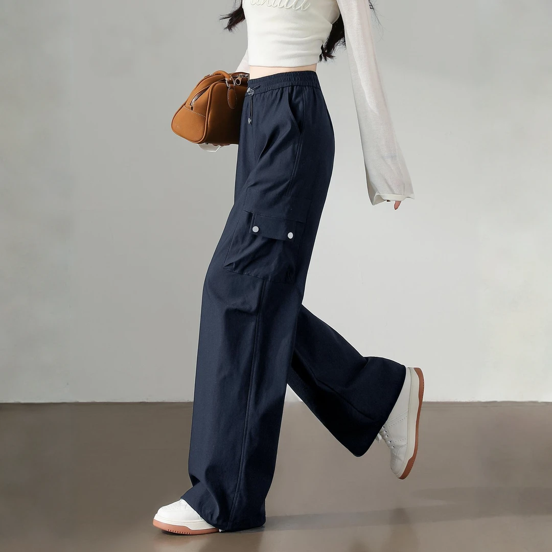 酷飒美式工装裤女秋冬季2025新款小个子高腰阔腿登山束脚冲锋裤子
