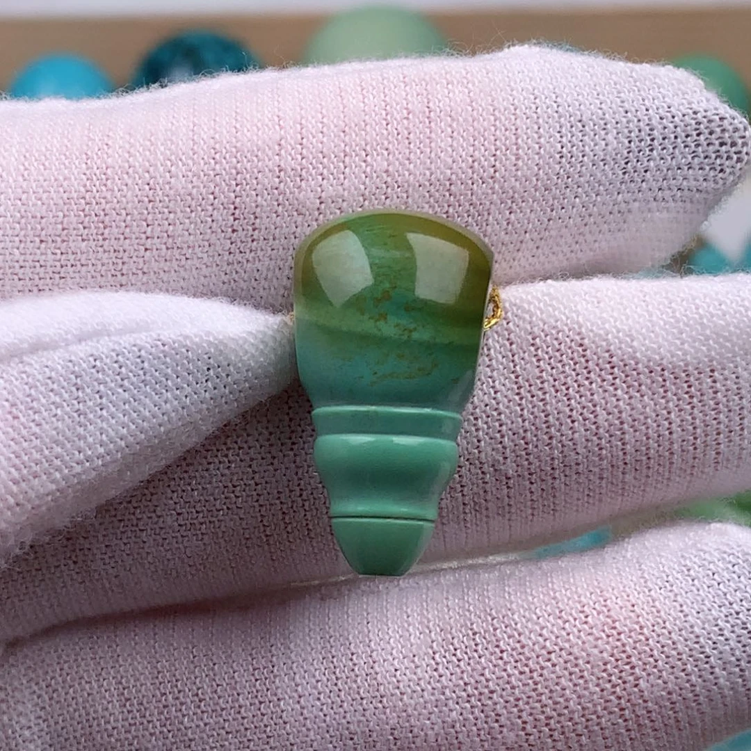 未镶嵌绿松石珠宝奇石12.8毫米对孔