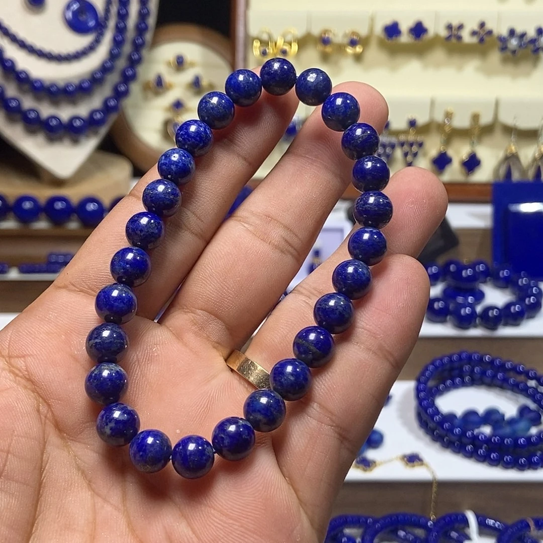 青金石未镶嵌特漏 天然 手串8+