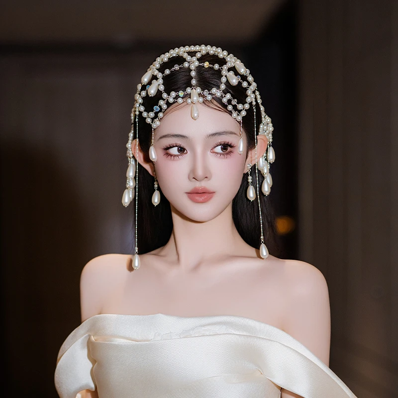 合金婚庆饰品 新娘高级感流苏头饰明星同款异域风舞台配饰品D0517