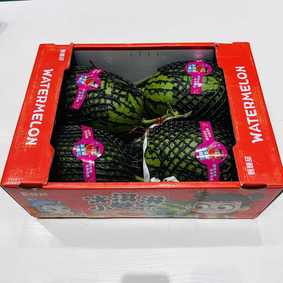 【磊哥心选】冰淇淋小糖芯西瓜礼盒一箱4颗 带箱20斤左右西瓜同城配山东省