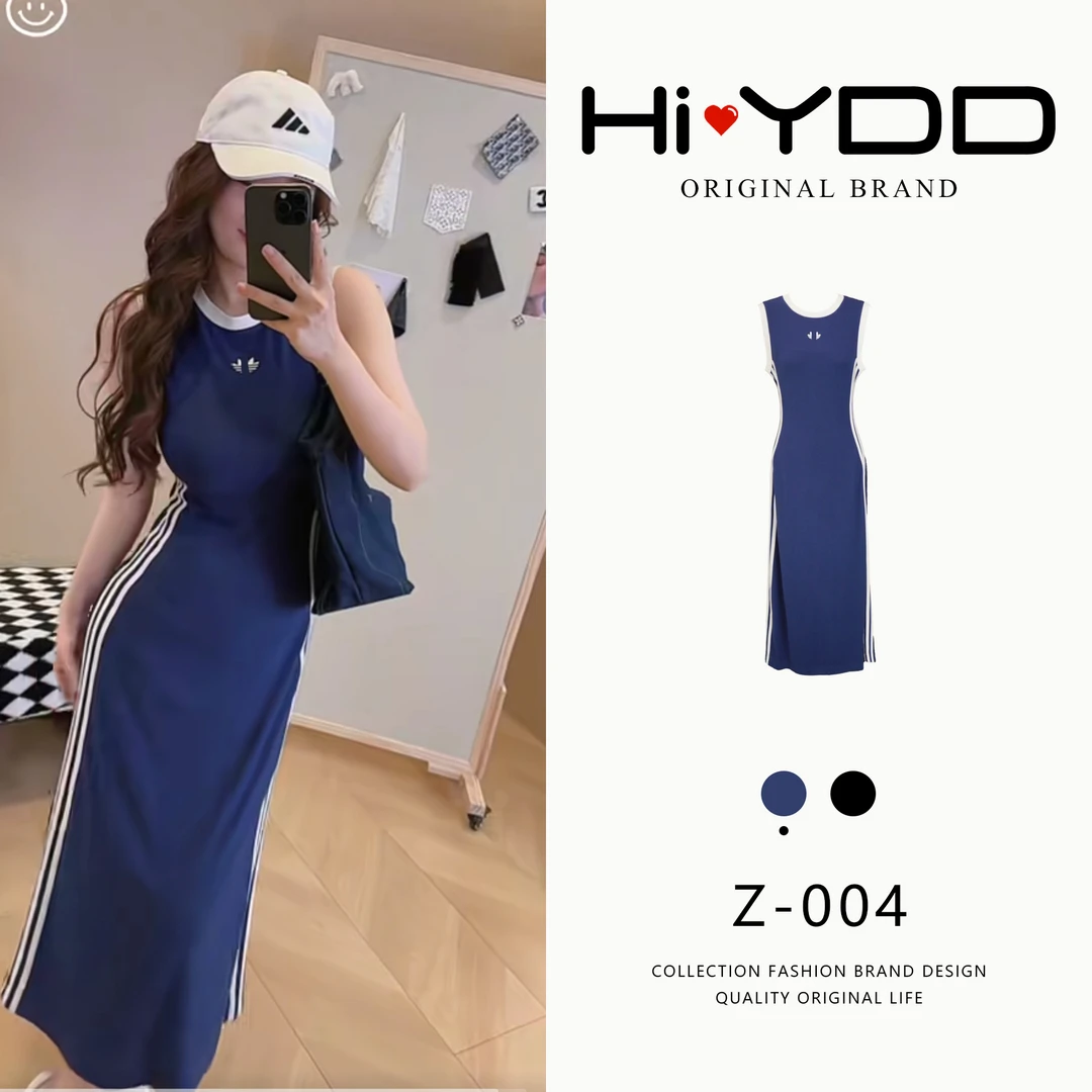 YDD•「Z-004」夏季新款修身显瘦字母条纹装饰短款无袖连衣裙AZ-9069