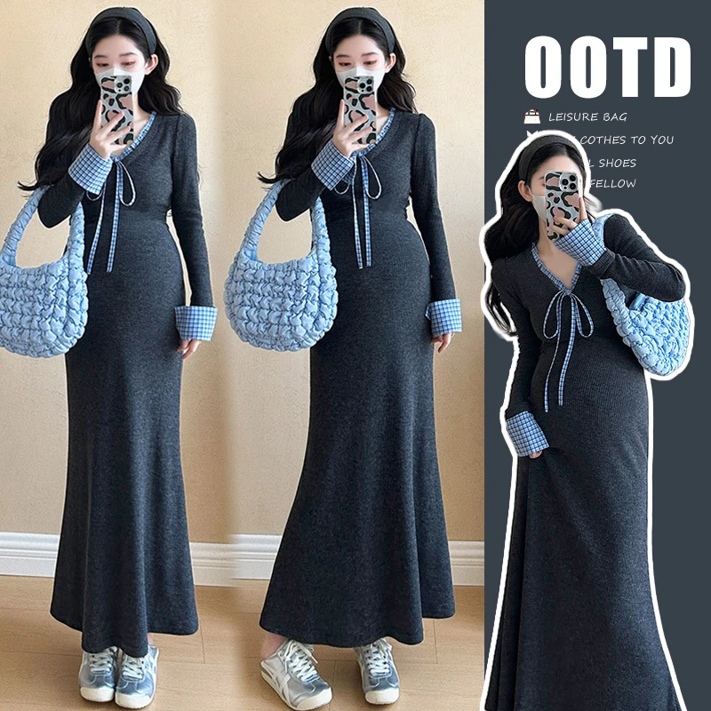 孕妇装秋装2025新款孕妈穿搭长袖连衣裙孕妇装女2025新款爆款洋气