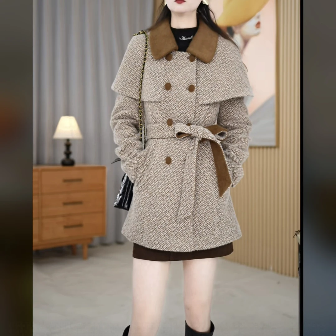 【大衣】2025年秋冬新款洋气设计感收腰百搭时尚显瘦中长款气质外套