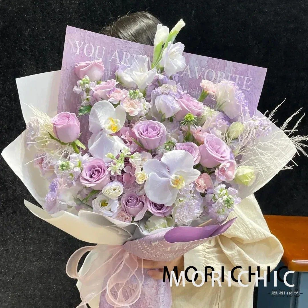 【爱丽丝】生日鲜花女士蝴蝶兰紫玫瑰花混搭花束高端花束生日鲜花花店送花上门送长辈老