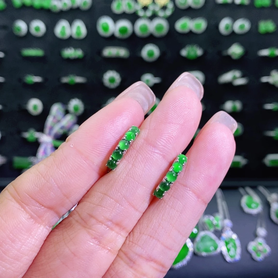 翡翠银S925镶嵌耳饰多样性