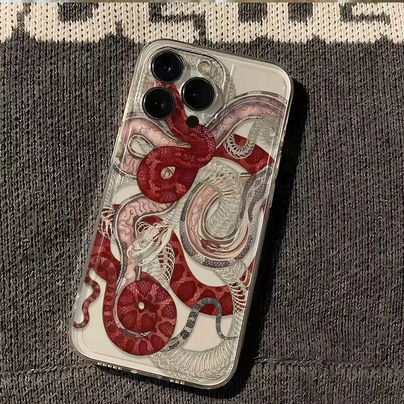 龙蛇共舞适用于苹果16ProMaxiphone手机壳太空壳国风保护套可爱