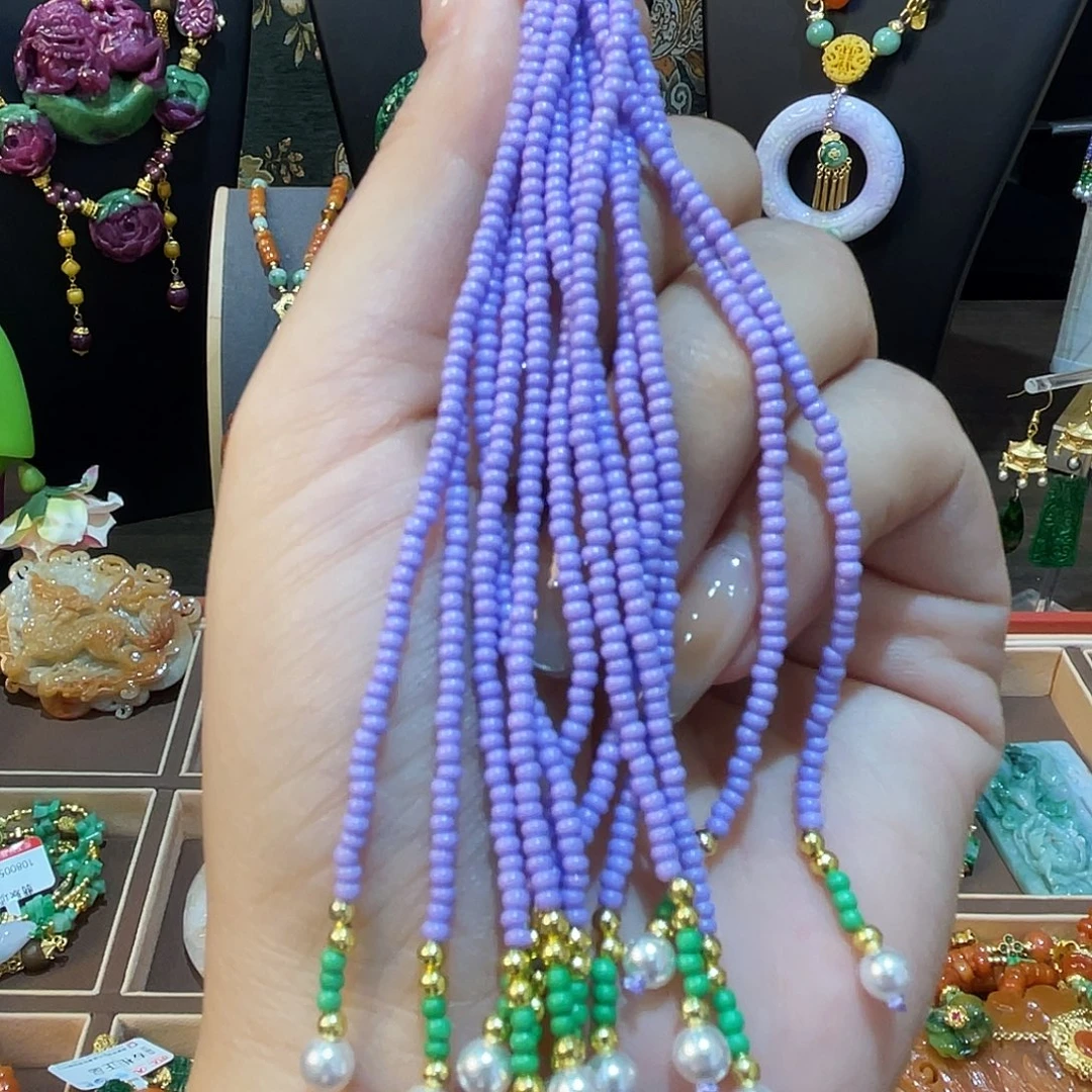湖***梦玛瑙/玉髓未镶嵌颈饰斜挎流苏