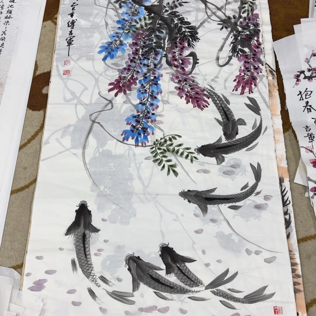 国画吉军四尺花鸟艺