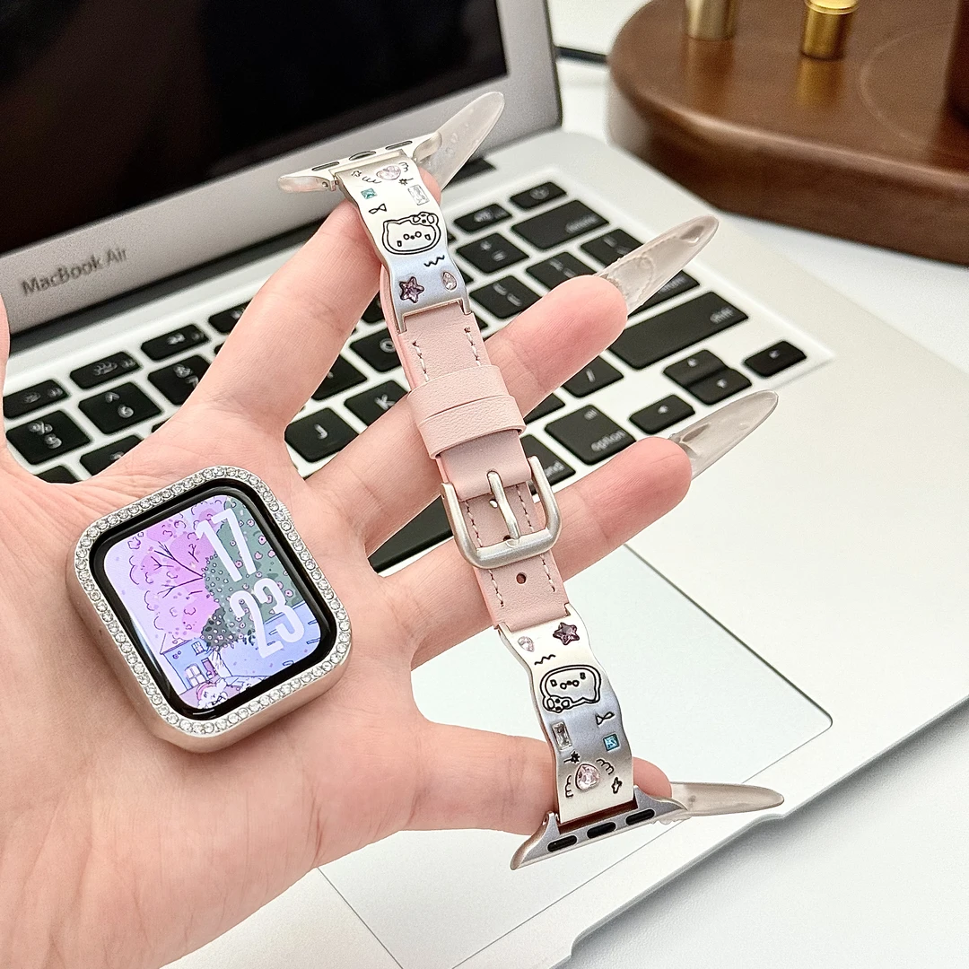 彩钻猫皮带iwatch手表表带s9苹果表带applewatch表带s8新款s10
