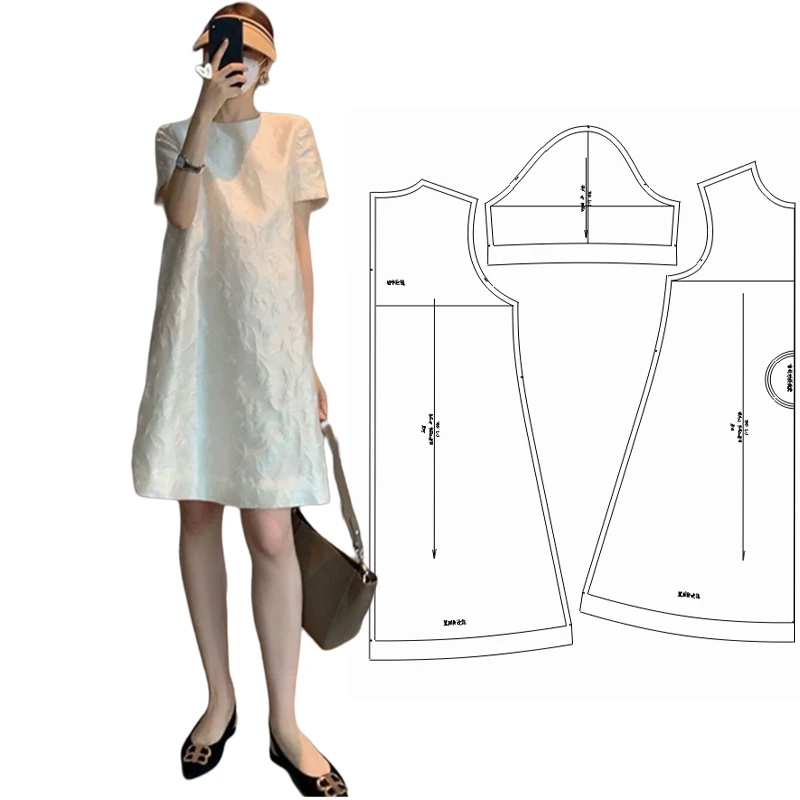 布期而制359纸样中袖A摆新款连衣裙做衣样服装裁剪图纸