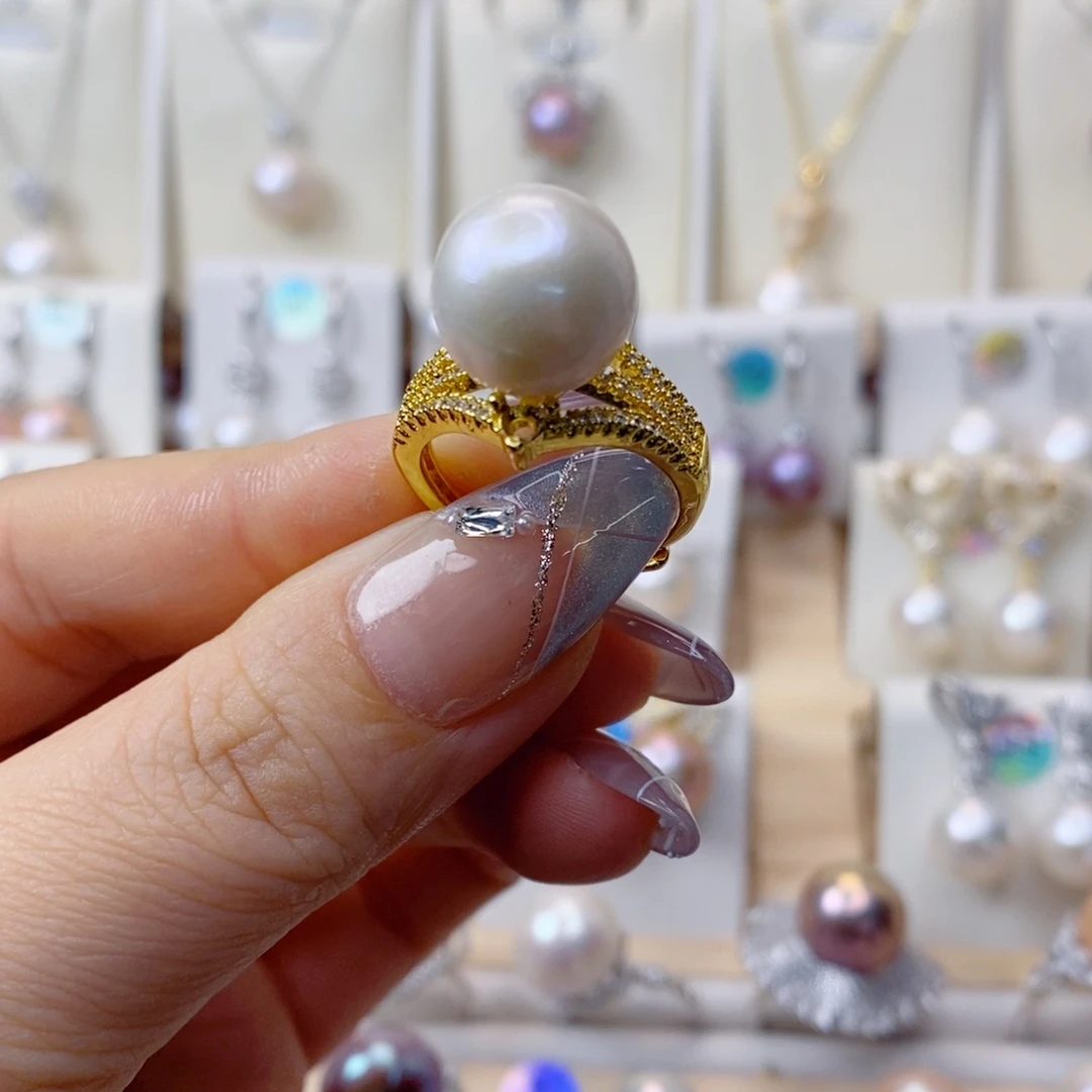 淡水珍珠戒指合金