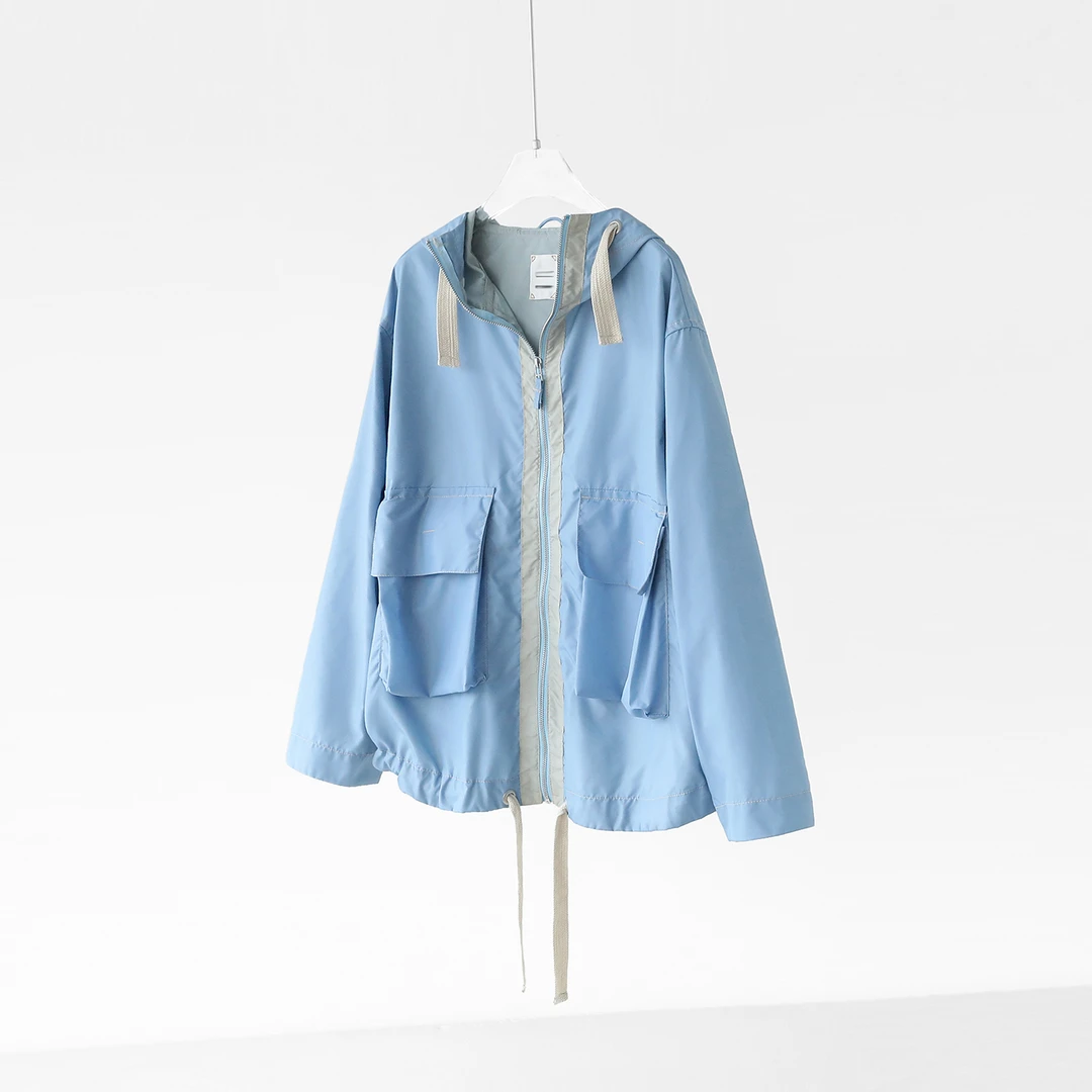 轻户外山系工装风宽松连帽外套夹克短风衣女秋