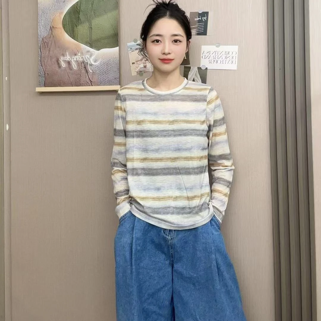 夏季薄款纯色长袖T恤女休闲宽松圆领防晒面膜t时尚简约百搭打底衫
