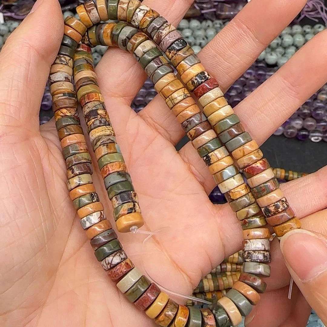 玛瑙/玉髓合金珠宝半成品毕加索石8mm隔片一条