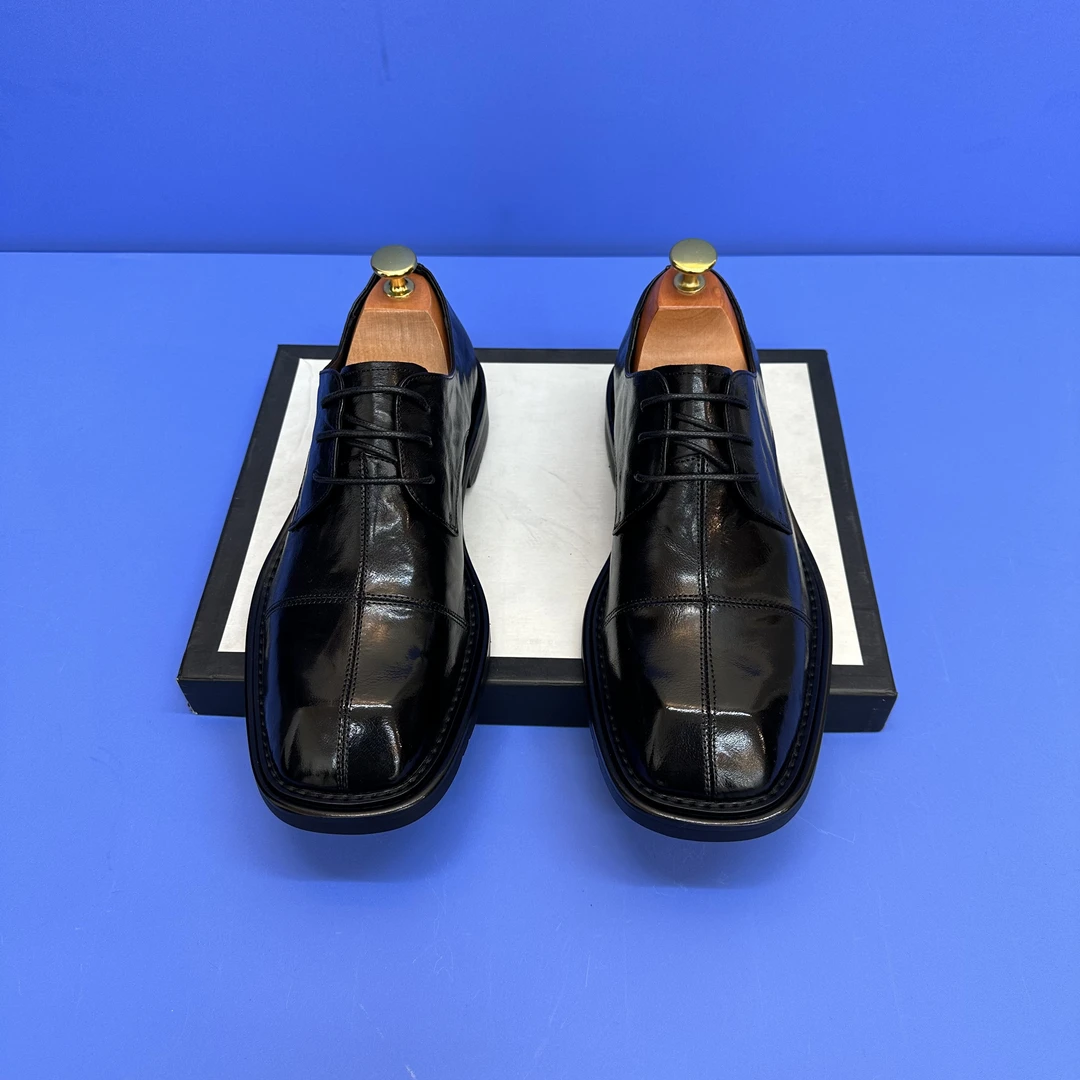 商务休闲时尚百搭黑色潮流真皮男鞋