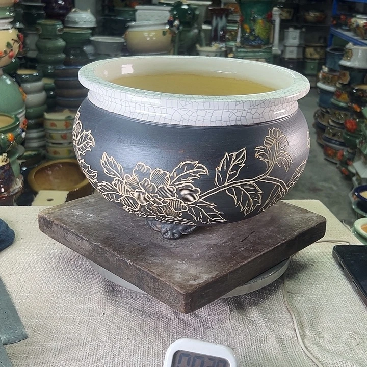 默***缘泳坤堂石湾花盆陶瓷