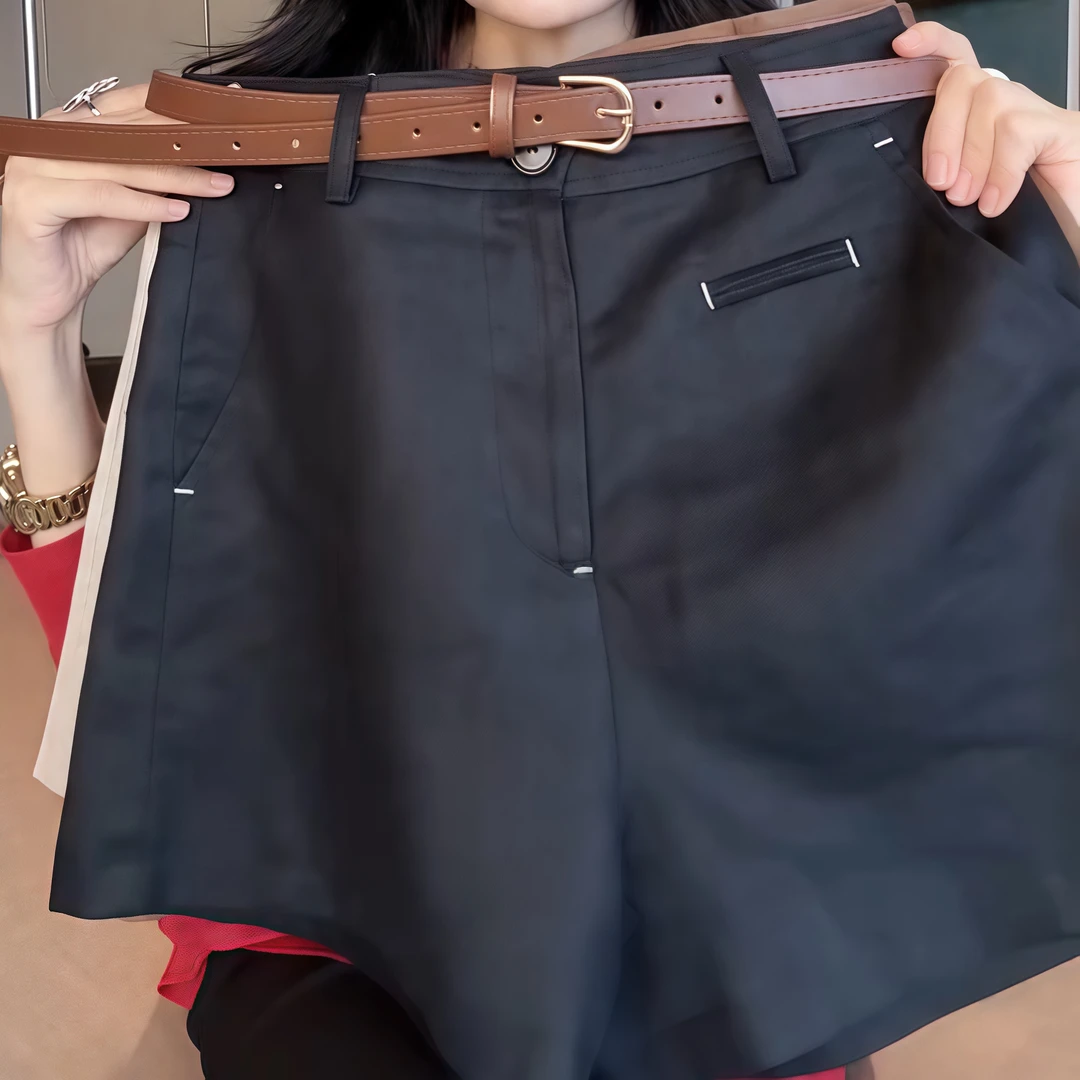 老钱风亚麻短裤女夏季新款大码高腰显瘦时髦百搭洋气a字休闲裤