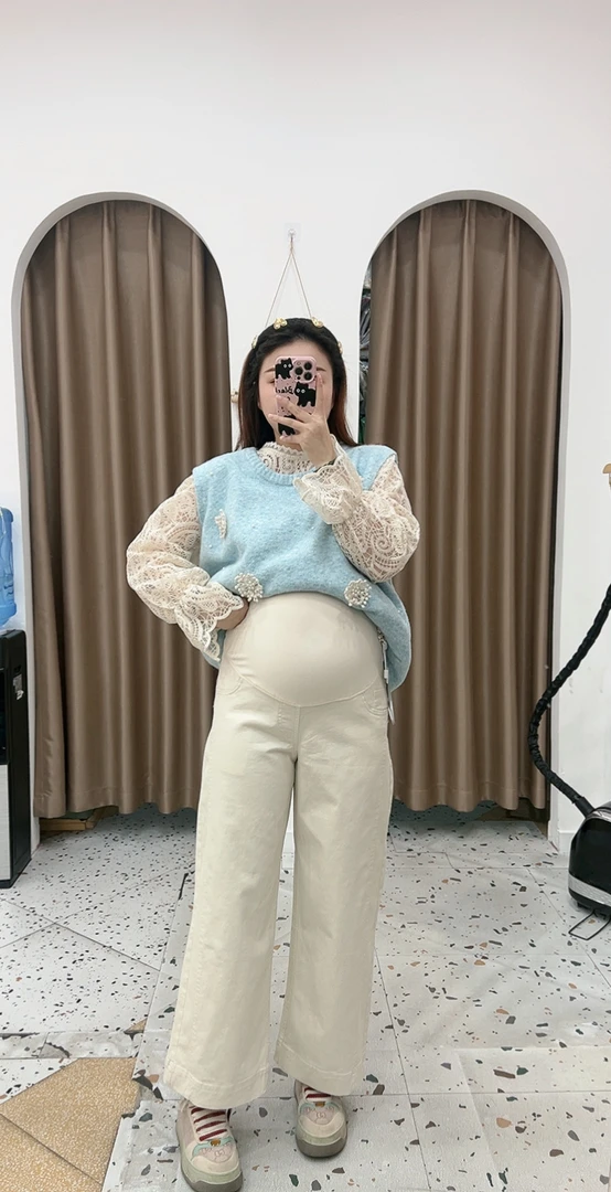 【真爱妈咪】12975高品质秋款孕妇九分水洗棉休闲直筒裤