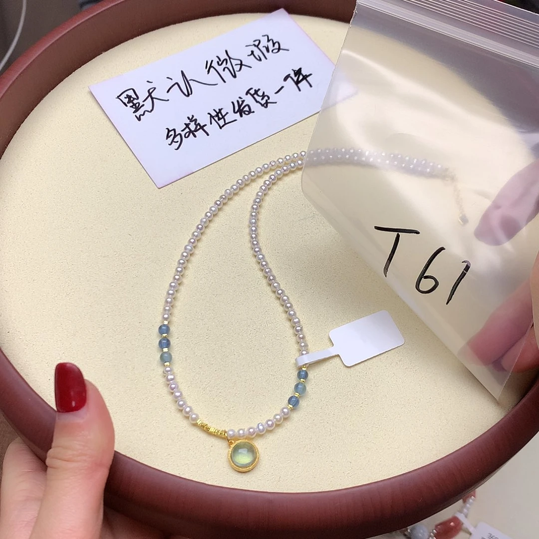 淡水珍珠颈饰银S925镀金镶嵌