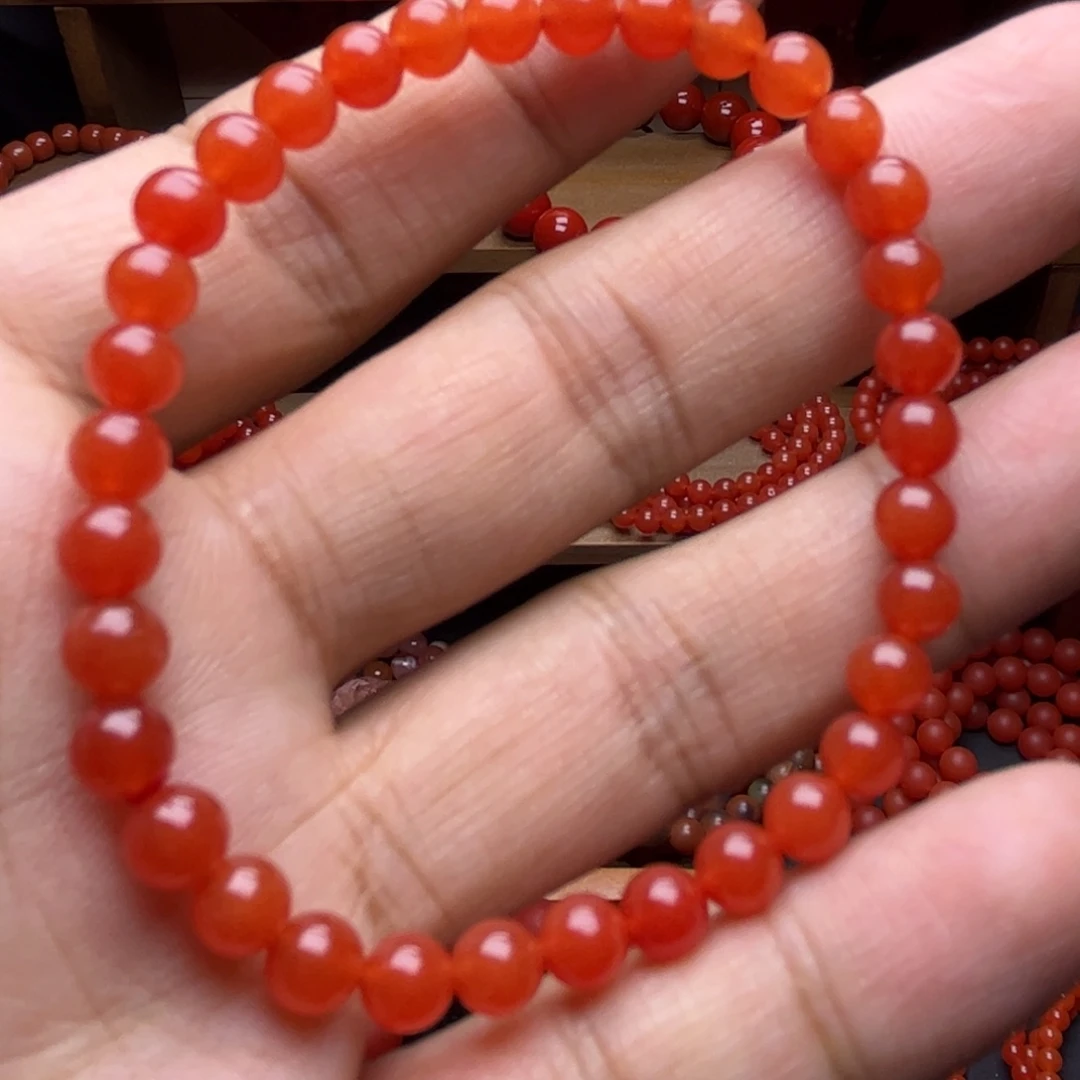 手链未镶嵌南红玛瑙5.5樱桃红