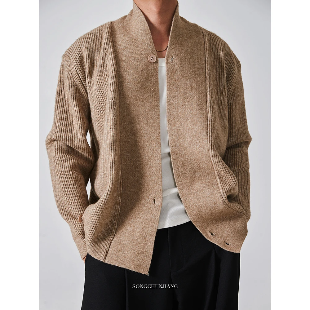 宋春江同款 秋冬新款道袍毛衣开衫设计师款慵懒风高级感潮外套男