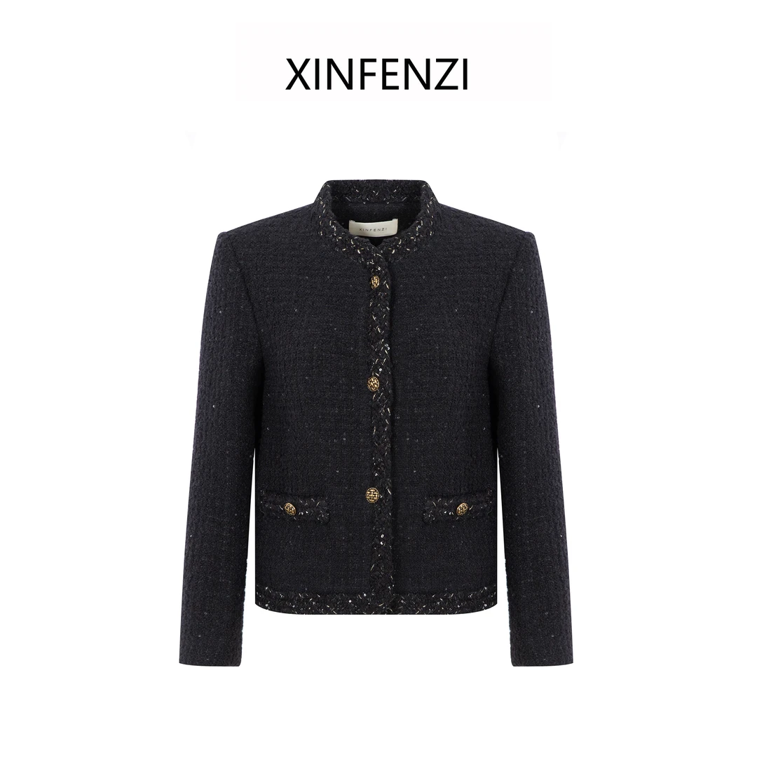 【港岛日记】XINFENZI 高级感黑闪经典小香外套 FJK33520