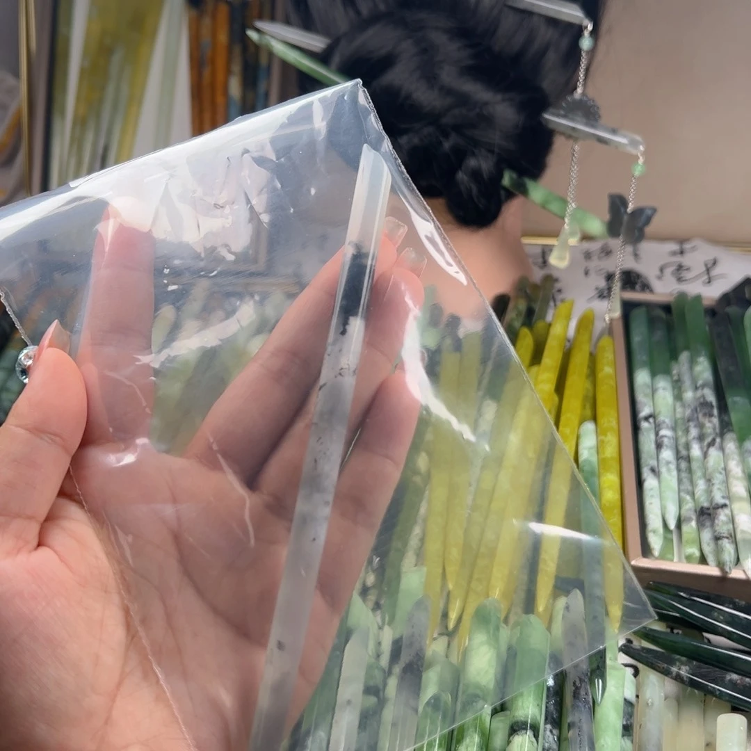 别***谁岫玉未镶嵌发饰天然岫玉水墨发簪