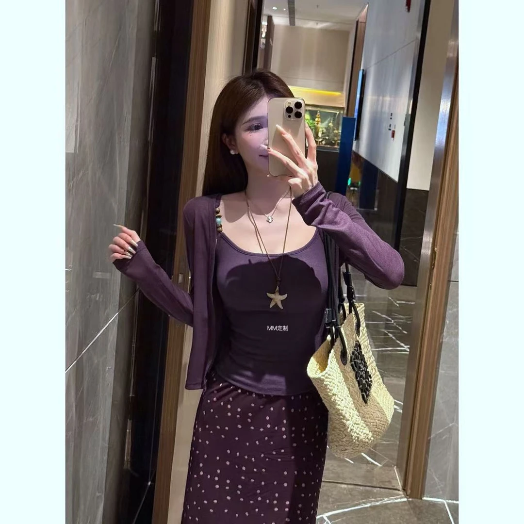 【肯豆腰臀比】【开衫】夏日偏爱紫色长袖百搭净版开衫A435