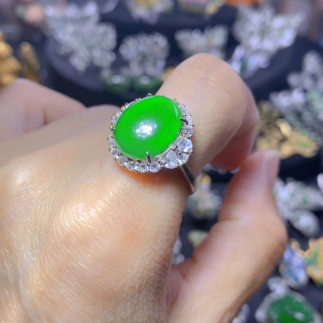 翡翠银S925镶嵌吊坠(不含链)天然翡翠