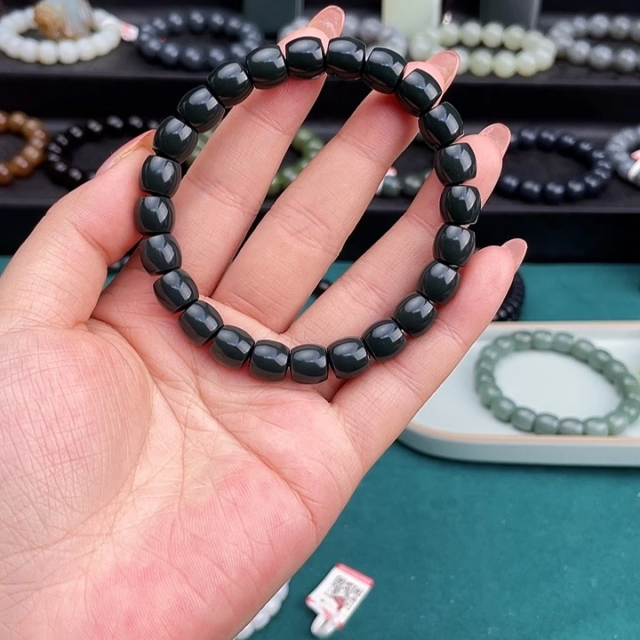 和田玉未镶嵌手链新疆喀拉喀什河沙枣青蓝调特一细卡9