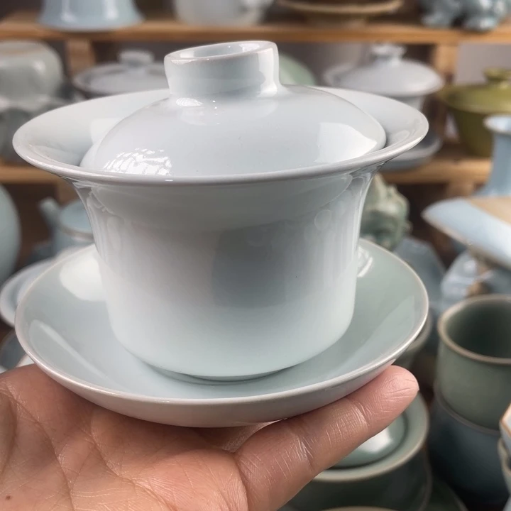 J精品福利月白三才马蹄盖碗幻*