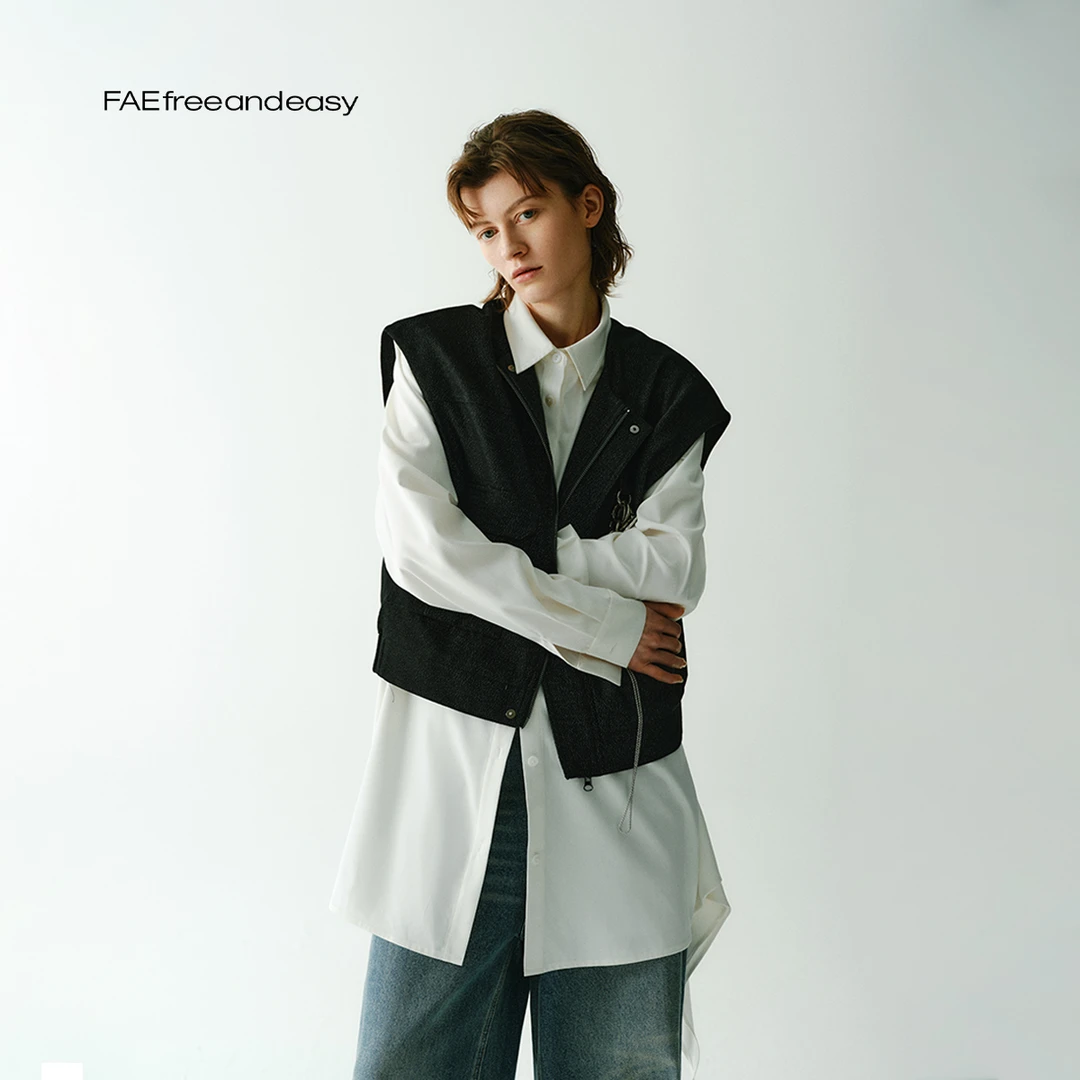 FAEfreeandeasy 不必拘束 反光牛仔马甲 K512001
