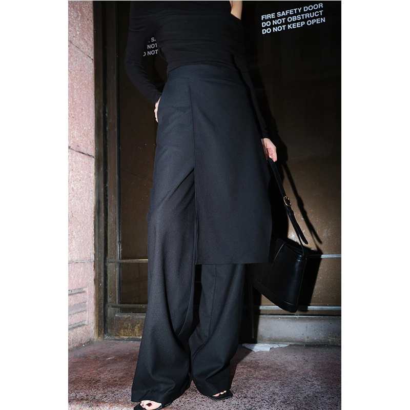 黑色不对衬衫设计感休闲裤