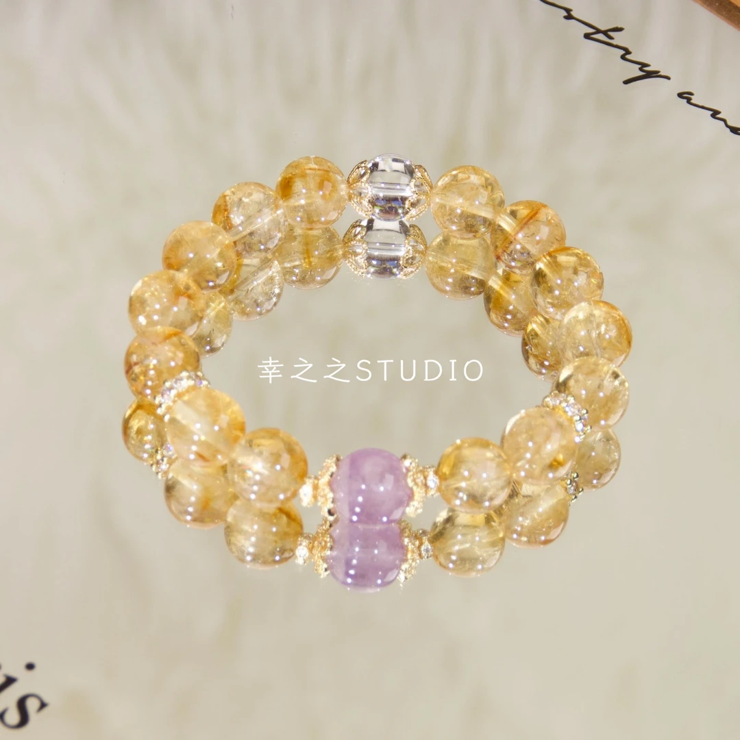 s1403【日富一日】天然黄塔晶手串精致百搭设计款手链 多样性发其一