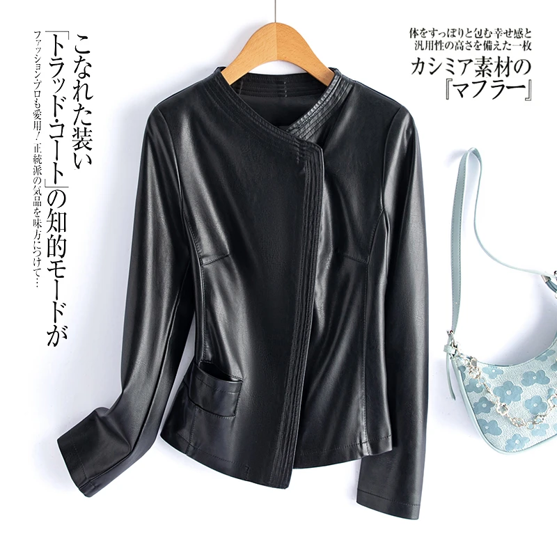 海宁真皮皮衣女短款韩版修身时尚显瘦大码新款夹克小皮衣外套