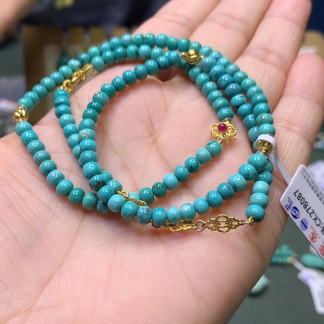 绿松石18K金镶嵌项链