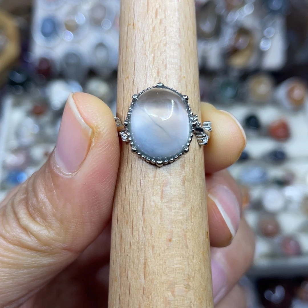 【闪购商品】银S925镶嵌珠宝半成品水晶戒指