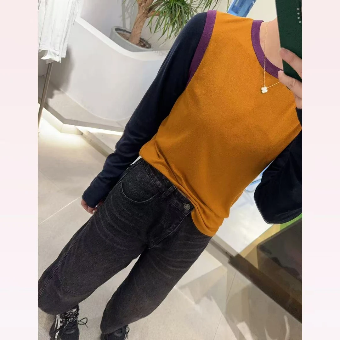 春苗女装   桔色上衣     休闲时尚圆领舒适打底衫