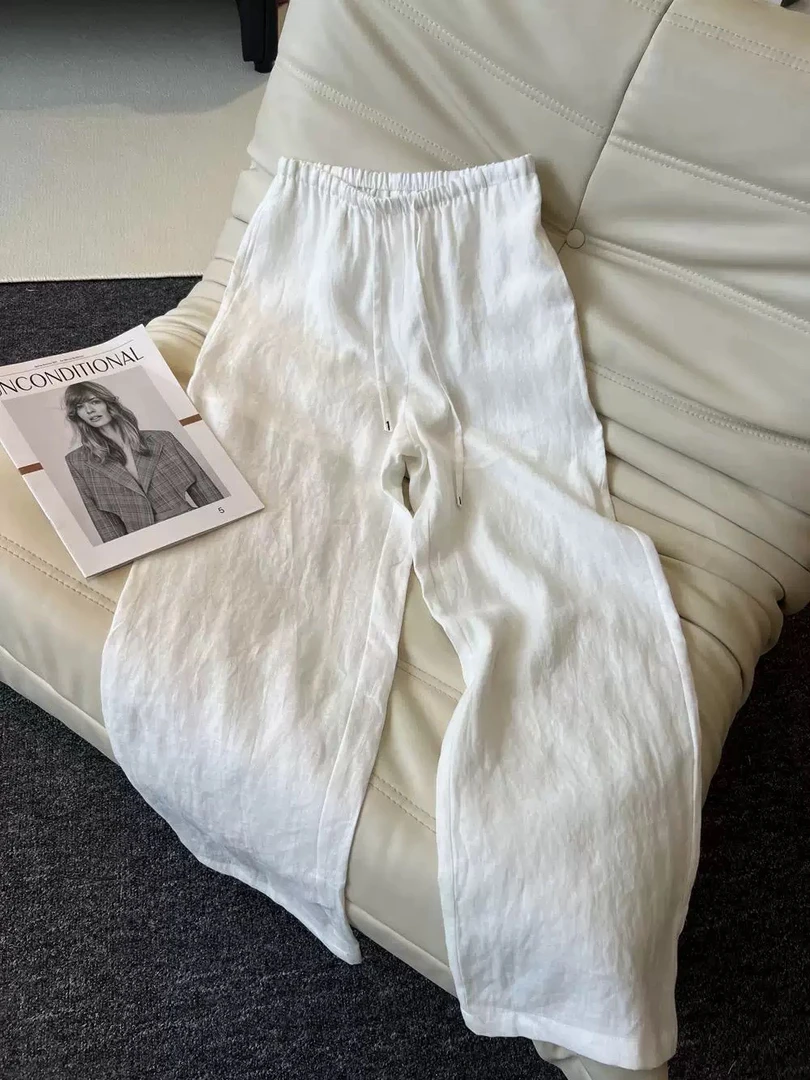 薄款夏季慵懒风长裤阔腿裤休闲裤休闲纯色