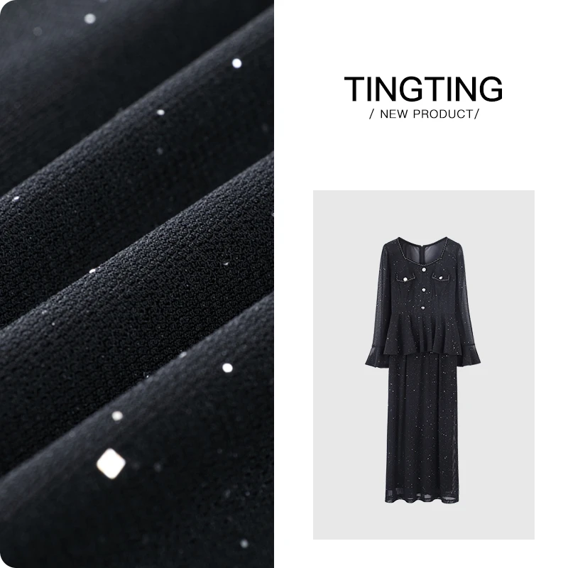 PANG TINGTING“防晒神器”小香风显瘦气质时尚长袖防晒连衣裙