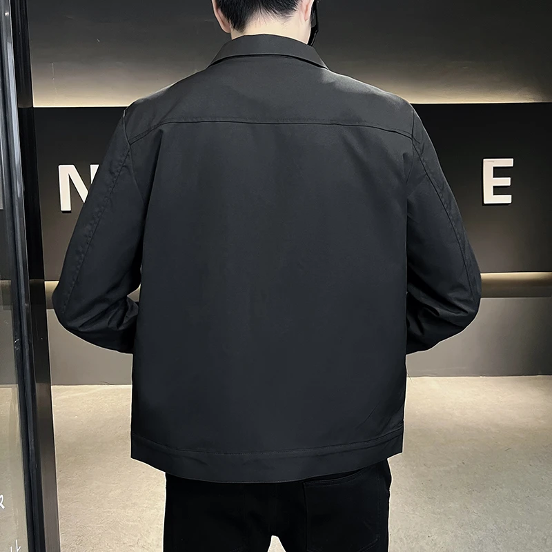 翻领秋季男薄款商务休闲百搭夹克休闲中青年修身正肩春秋夹克商务