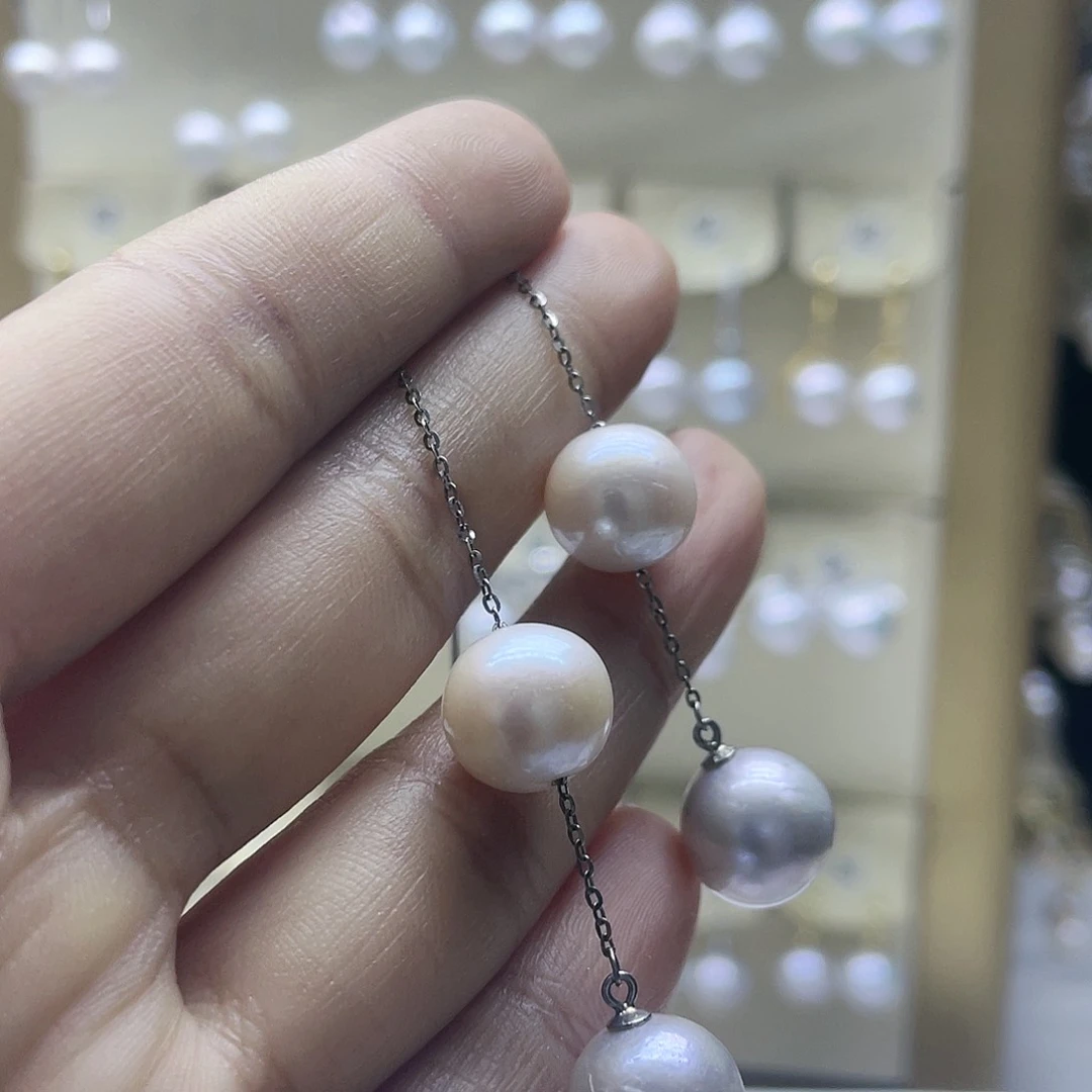 淡水珍珠耳饰银S925镶嵌