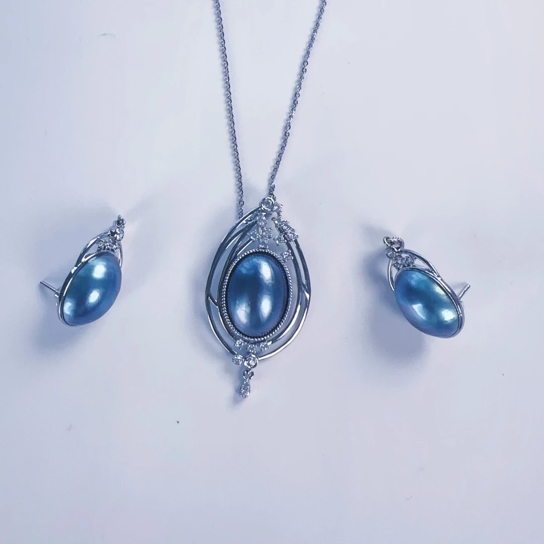 【宠粉福利海水马贝套装】小众流行时尚14-15mm吊坠13-14mm耳钉马贝