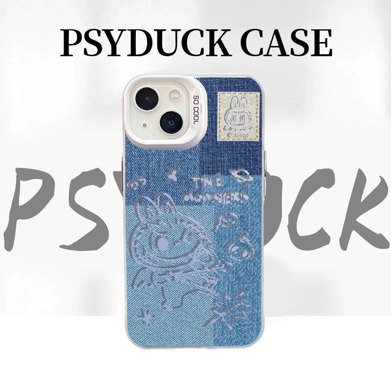 适用苹果华为一加小米牛仔拉布布彩银白底卡通动漫全包防摔手机壳