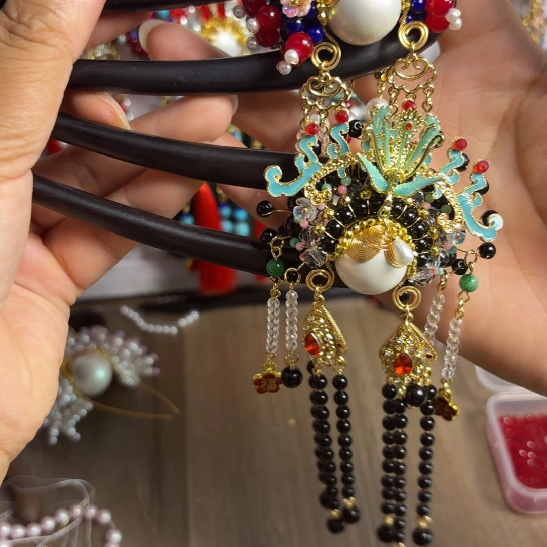 半***暖铜合金醋酸古风刀马旦发簪