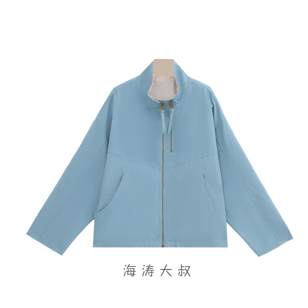 【海涛大叔】「极简至上」休闲立领工装多拉链气质纯色外套MJA909